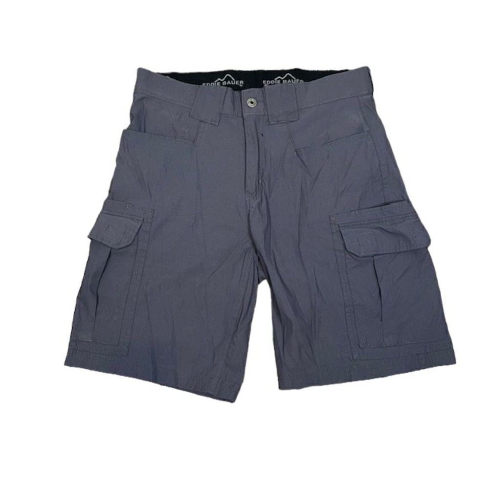 Eddie Bauer Nylon Spandex Cargo Shorts Slate Blue Size 32 Hiking Utility Outdoor